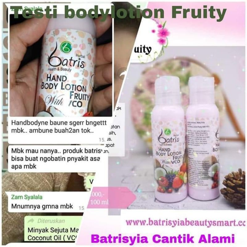 (AMPUH !!) HAND BODY LOTION PENCERAH PELEMBAB KULIT LOTION FRUITY BATRISYIA/ PEMUTIH KULIT AMAN BPOM