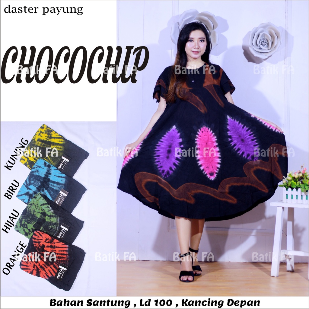 BATIK WANITA DASTER PAYUNG RAYON ( BLACKJET CHOCOCHIP QUANTUM TROMBOSIT DELFI PESONA LARVA KIPAS WARNA LILY GARIS ASHANTY CALADINE MAYA OSELA SAFINA ) KEKINIAN KANCING DEPAN BUSUI BUMIL LENGAN PENDEK MURAH ADEM-DP CHOCOCHIP