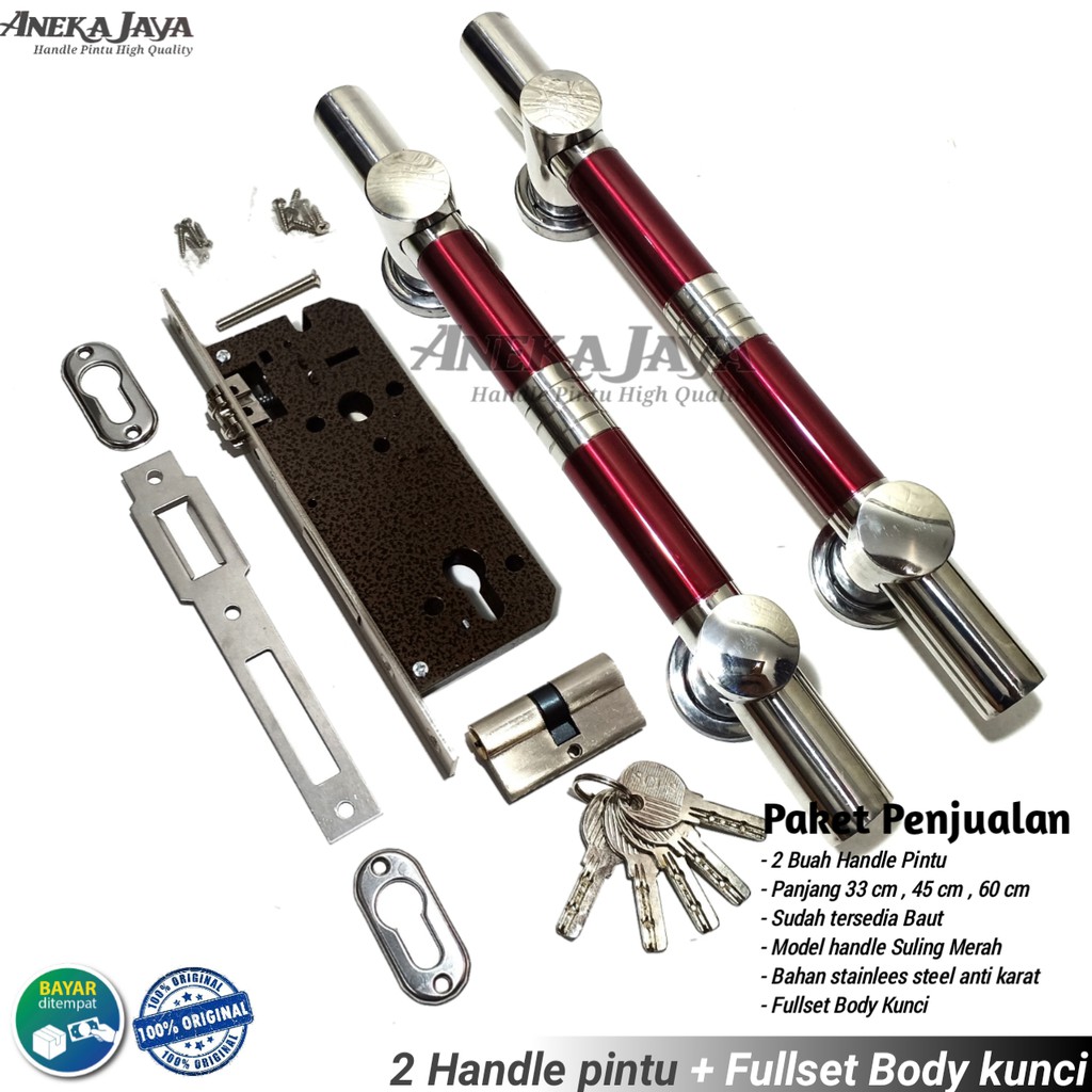 Satu set handle pintu rumah 33 cm 45cm 60 cm murah minimalis tarikan pintu stainless gagang pintu