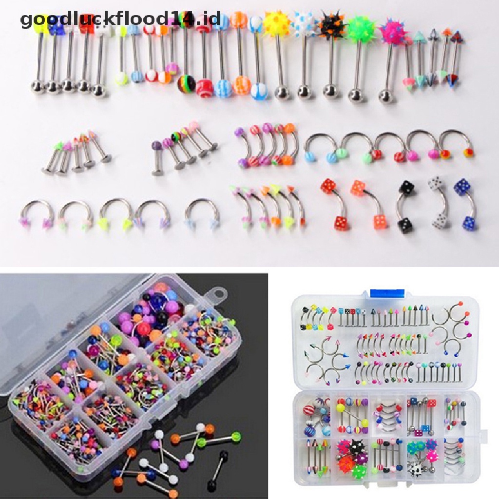 [OOID] 60Pcs Wholesale Lots Mixed Lip Piercing Body Jewelry Barbell Rings Tongue Ring ID