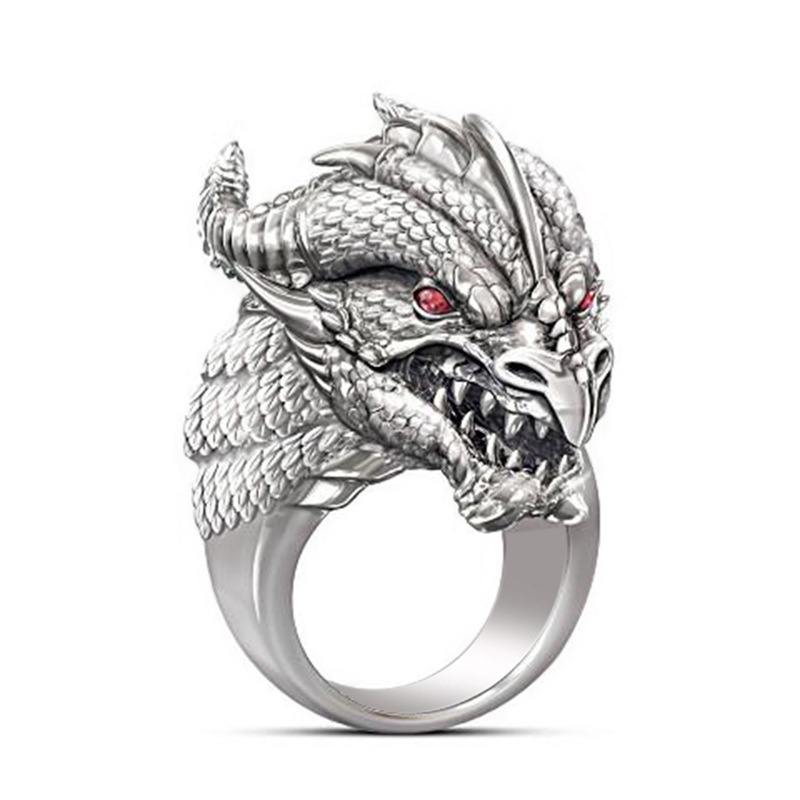 Kepala Naga Cincin Stainless Steel Cincin Cincin Pernikahan Pria Punk Rock Gothic Naga Cincin Pernikahan untuk Pria Cincin Jari Kepala Naga Hadiah Perhiasan Natal