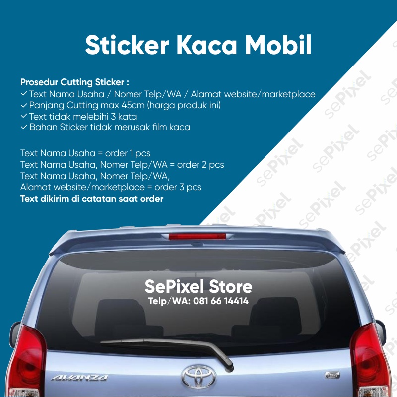 Sticker Kaca Mobil text nama usaha