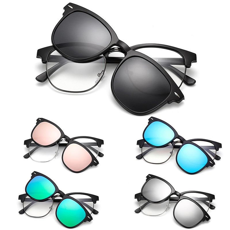 Bayar di Tempat Minus 0~-400°Magnetic Klip On Terpolarisasi Kacamata Hitam Wanita/Pria Sunglasses