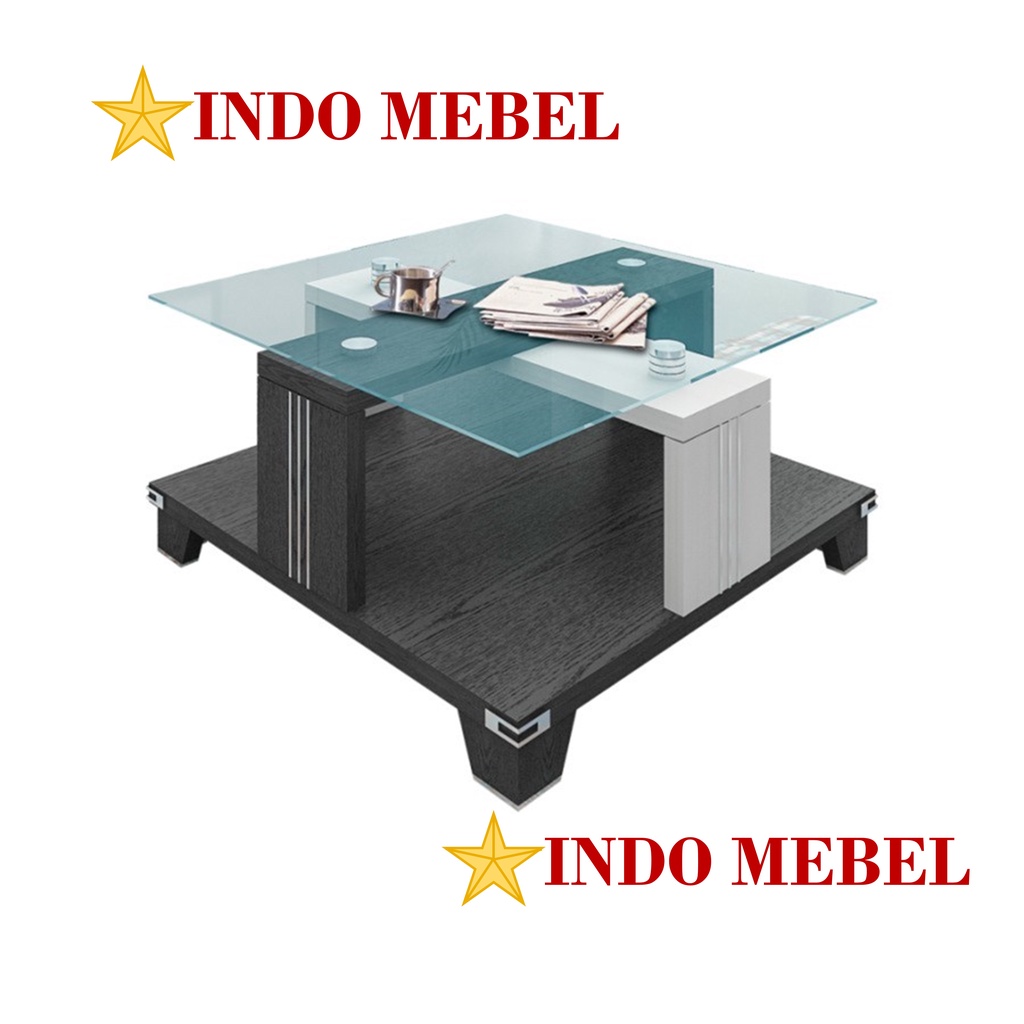 Meja Tamu Kaca Minimalis Persegi Siantano CT 593 Coffee Table READY MAKASSAR PROMO