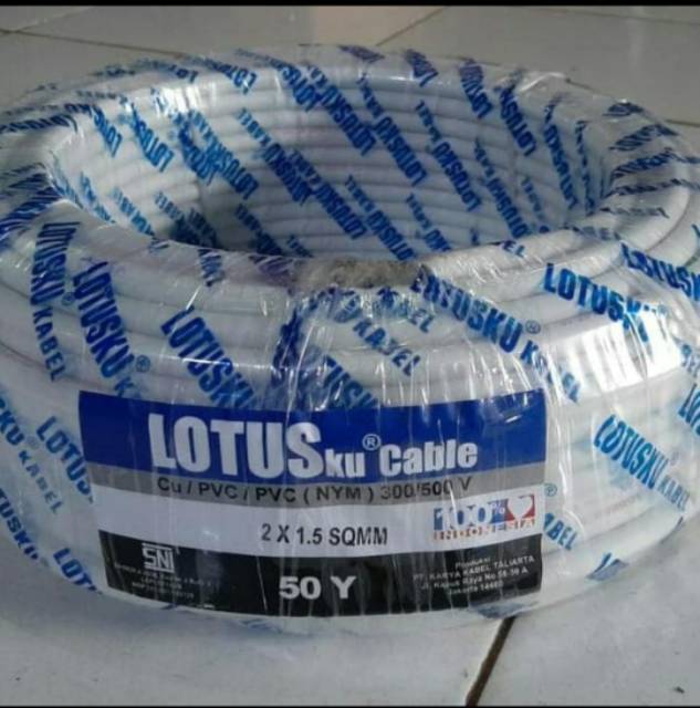 Kabel Lotus , NYM 2x1.5  ( 50 Yard  )  , Kabel Lotus Kawat Tembaga Murni Lotus