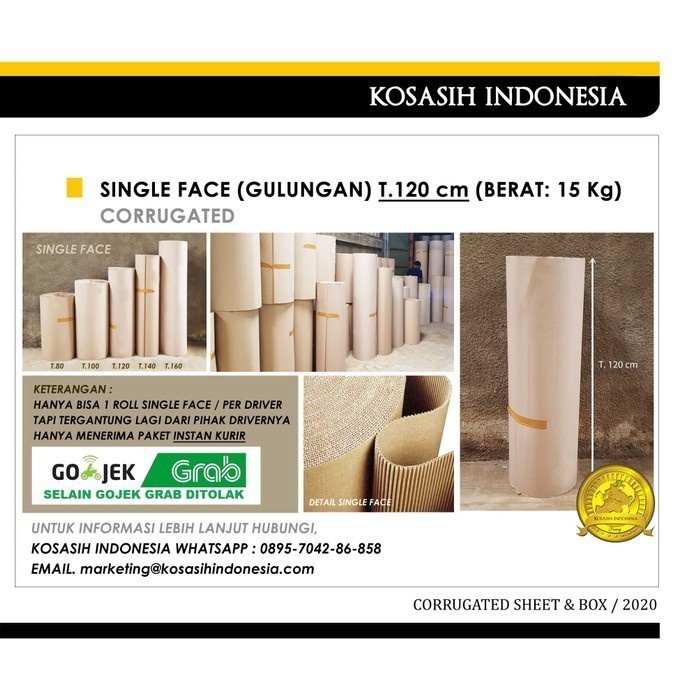 

SINGLE FACE TINGGI 120 CM ( GULUNGAN KARDUS )
