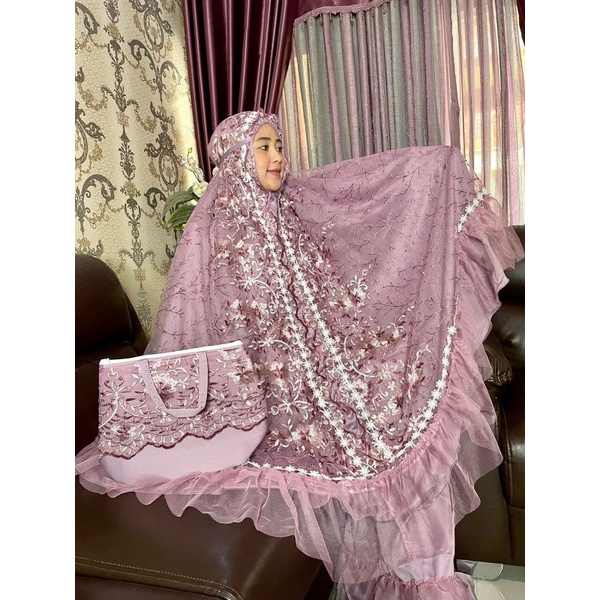 MUKENA MEWAH BRUKAT BORDIR BROKAT PREMIUM BAGUS CANTIK MAHAR HANTARAN MASKAWIN SESERAHAN TASIK ADEM 