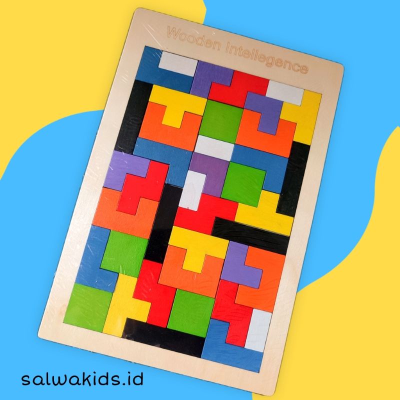 Mainan Edukasi Wooden Rusian Puzzle Tangram Tetris Kayu