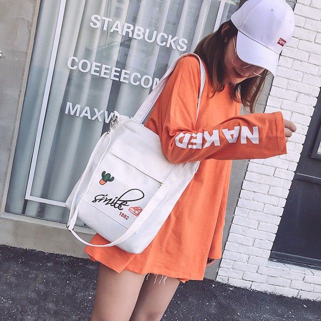 SSO HR009 - Tas Selempang Kanvas Wanita Tali Import - Putih