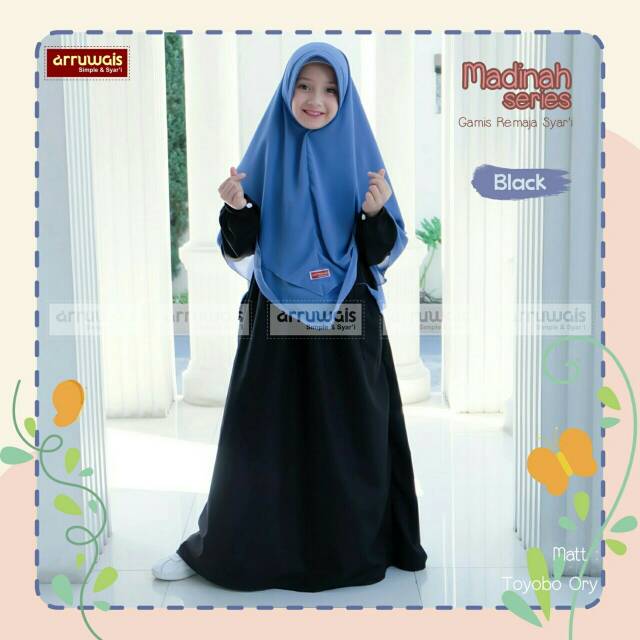 Gamis Madina Remaja hitam by arruwais