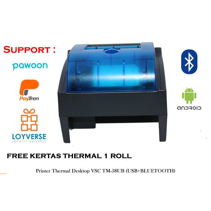 Printer Thermal Bluetooth Mini 58mm / Printer Kasir Blutut Murah