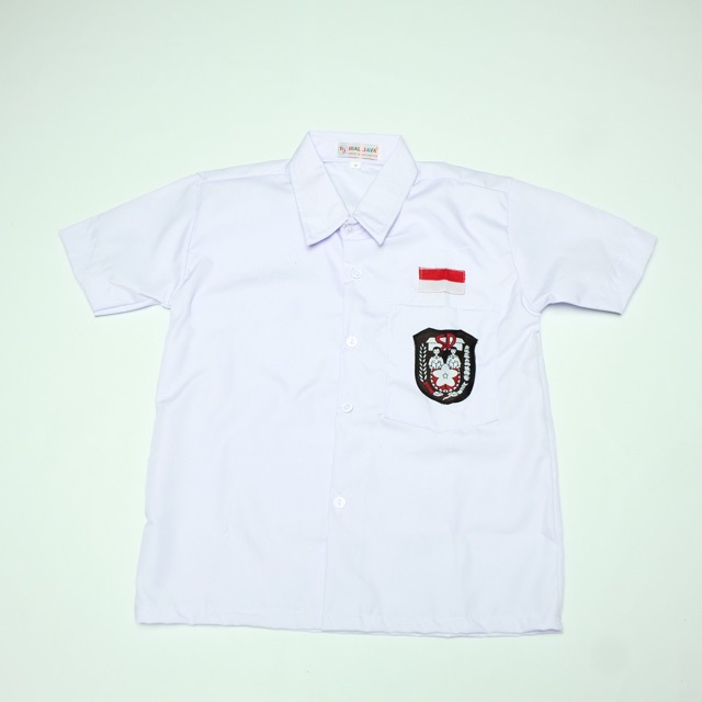 Baju Seragam Sekolah SD Kemeja Putih Lengan PENDEK Bendera