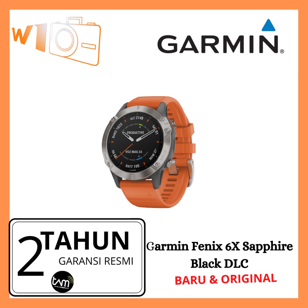 Garmin Fenix 6X Sapphire Black DLC with Chestnut Brown Leather Band