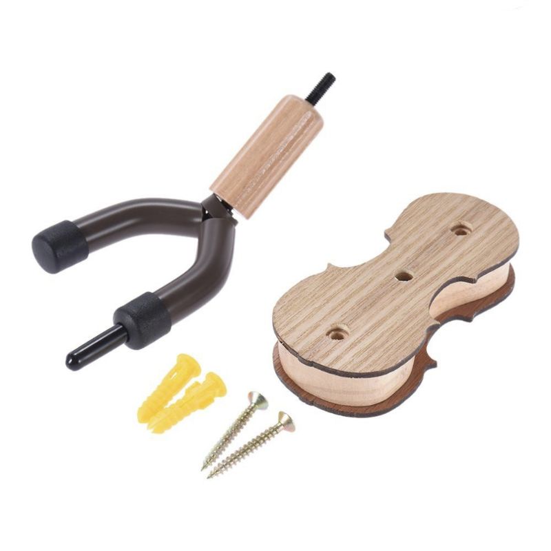 Hanger Violin / Gantungan Biola Kayu dengan Dudukan Busur untuk Pemasangan di Dinding Rumah / Studio