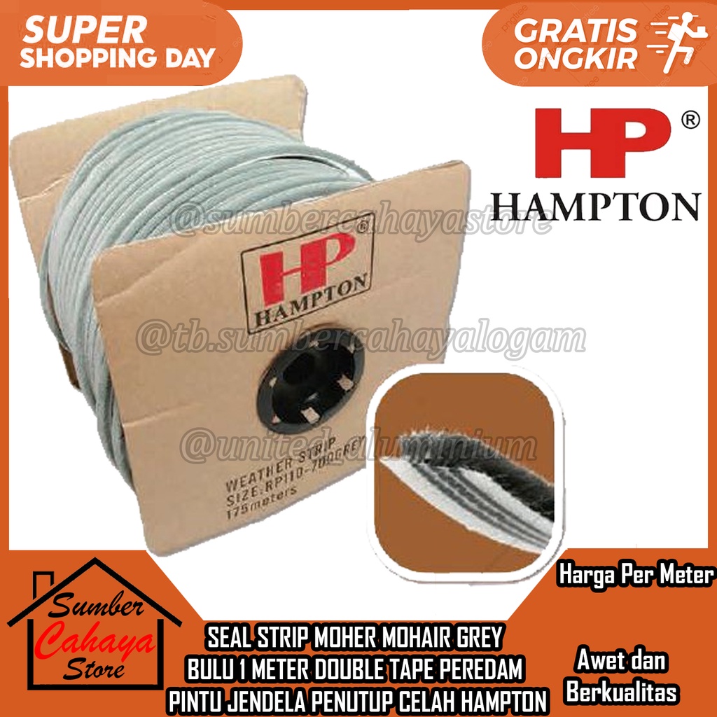 Penutup Celah Pintu Jendela Bulu Halus Door Seal Peredam Perekat 1M Mohair Moher Seal 1 Meter WINDOW