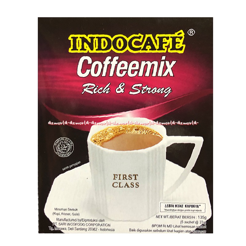 Indocafe Coffeemix 5sachet Rich &amp; Strong First Class Lebih Kuat Kopinya Kopi Indo Cafe Coffe Mix Kopi Mix Rich Strong Indo Coffee 5pcs