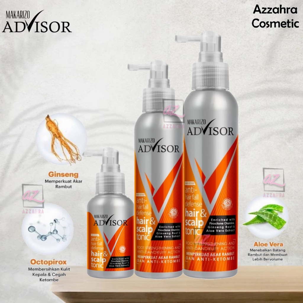 MAKARIZO Advisor Hair &amp; Scalp Tonic 65ml 150ml 240ml | Perawatan Rambut Rontok dan Ketombe