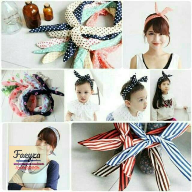 Bando ikat isi 12 pcs/bandana kawat /pita chibi pocong