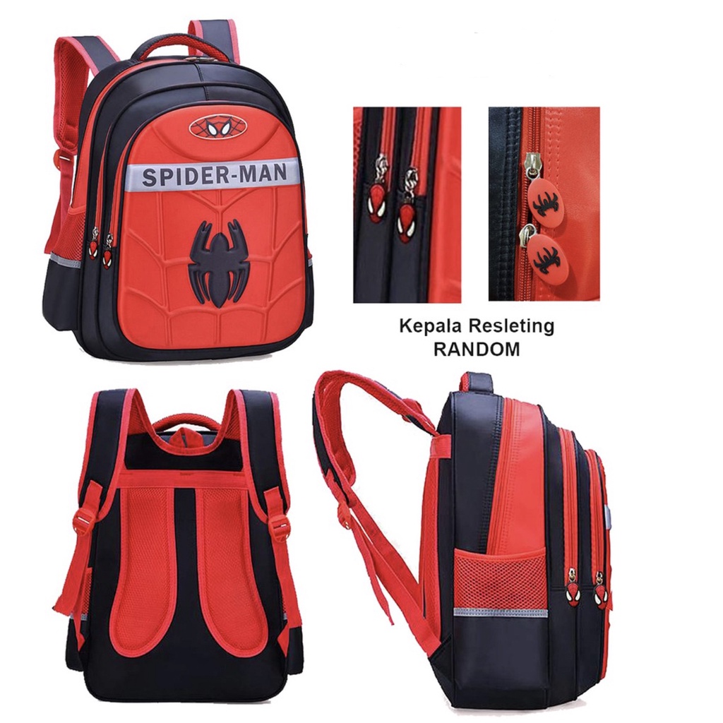 WWH02 Tas Anak Sekolah Ransel 15&quot; - 16&quot; Besar Spiderman Captain America Murah TKM