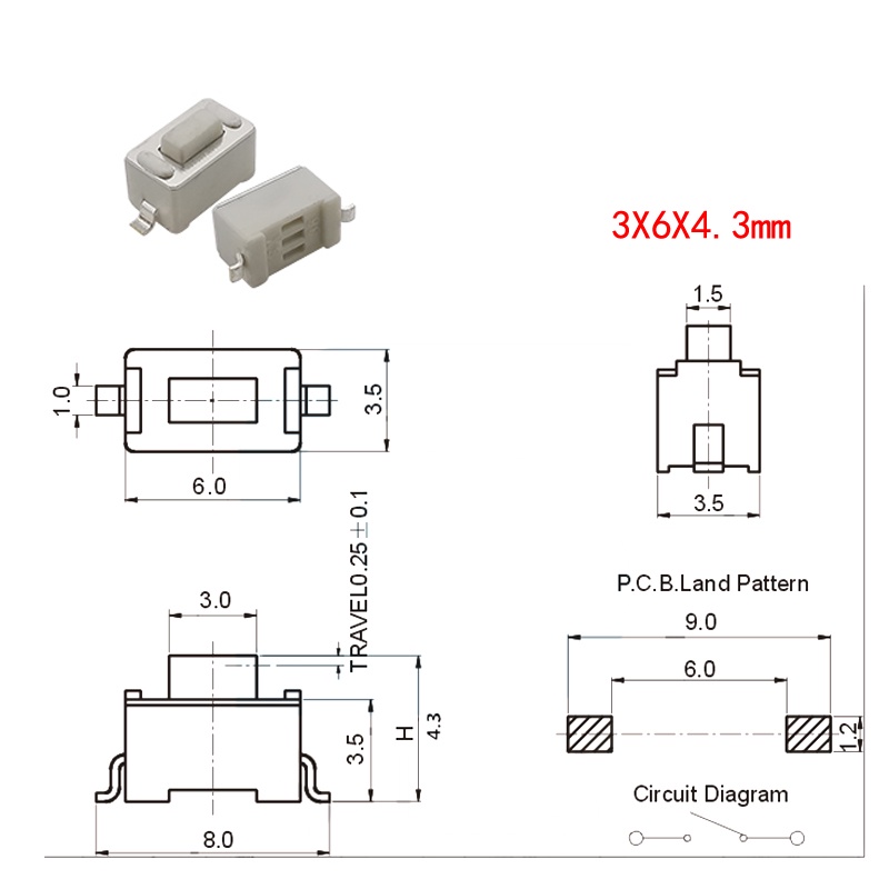 【250 pcs】Micro Switch/Tactile Microswitch Untuk Kunci Mobil/Saklar Tactile/Tactile Switch