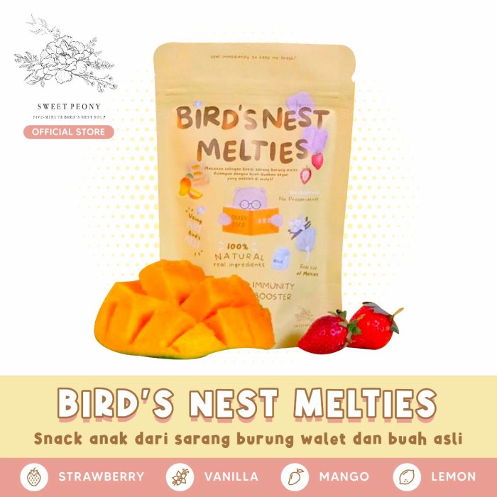 

⭐ COD ⭐ Bird's Nest Melties (snack anak isi sarang burung walet) - vanilla, less sugar