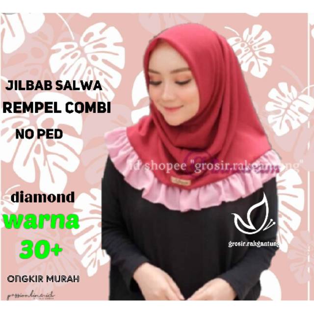 jilbab instan SALWA REMPEL COMBI.belakang segitiga