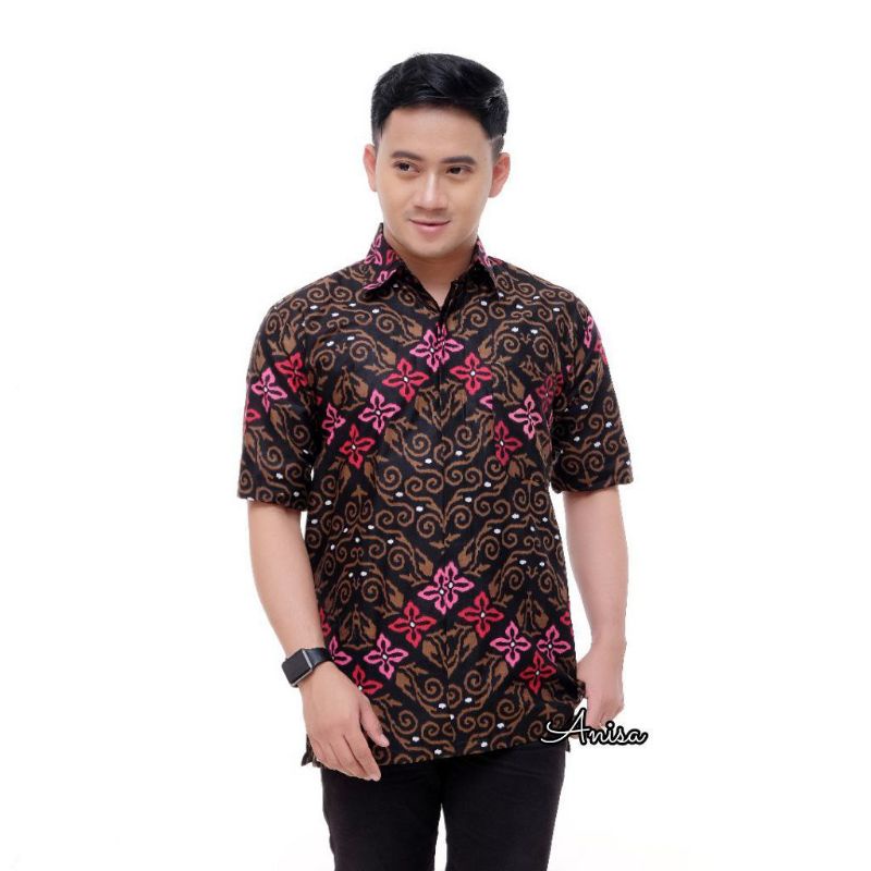 Kemeja Batik Pria Lengan Pendek Motif Wayang Big Size M L XL XXL Batik Pria pendek Atasan Pria Atasan Pria Baju Lengan Panjang