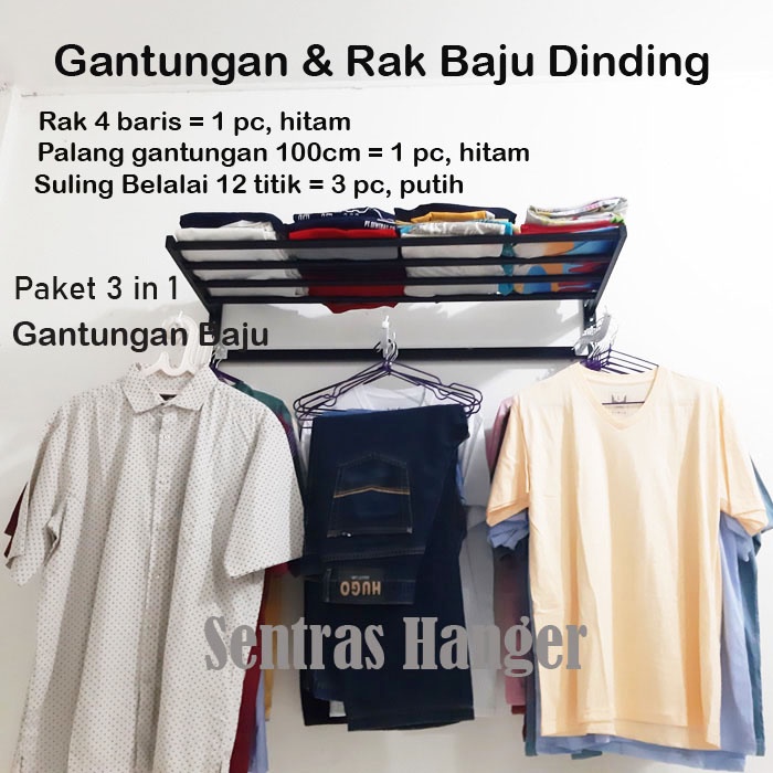 Gantungan Baju Tembok Paket 3 in 1