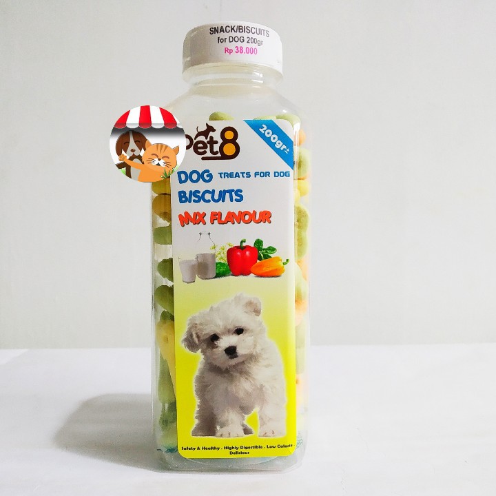 Makanan Biskuit Anjing Pet8 Tulang 200 gram - Snack Dog Biscuit Bone