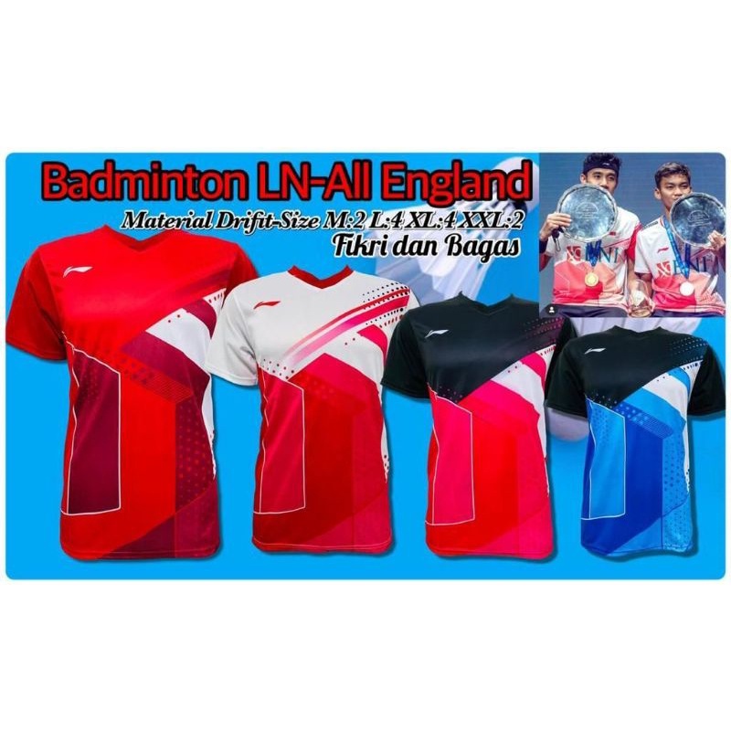 Kaos Badminton Jersey Bulutangkis Baju Olahraga  LINING ALL ENGLAND BAGAS FIKRI
