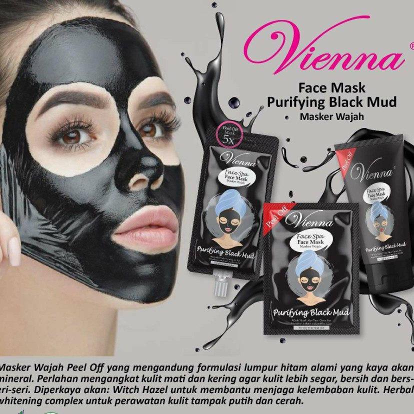 ★ BB ★  VIENNA Face Spa Peel Off Mask Purifying Black Mud 15ml Sachet - 1 Sachet