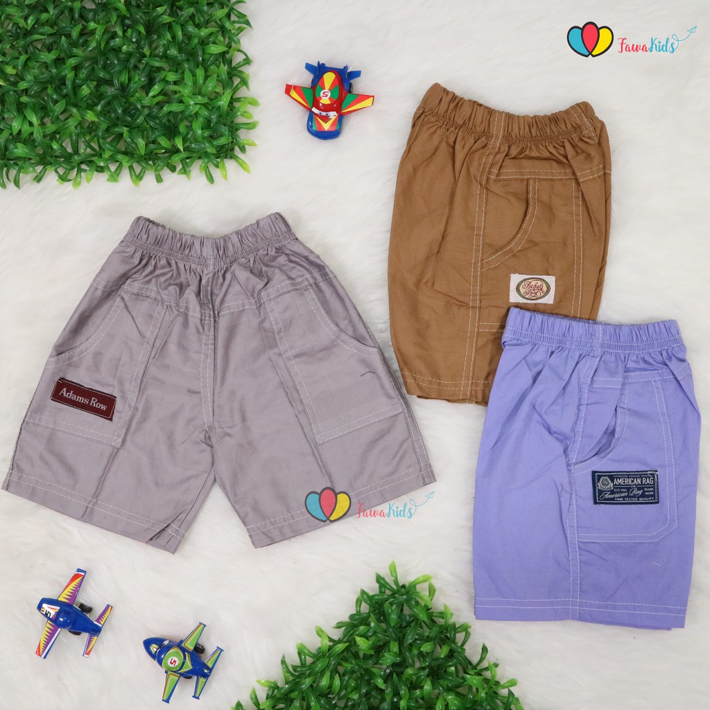 (BUY 1 GET 1) Celana Pendek Polos uk. 1-3 Tahun / Lexy Pants Anak Laki Balita Harian Murah Kantong