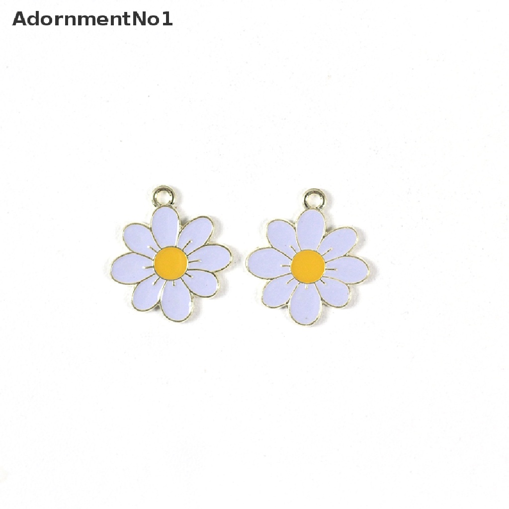 (AdornmentNo1) 10pcs / Set Liontin Bunga Daisy Enamel Untuk Aksesoris Kalung / Anting Charms