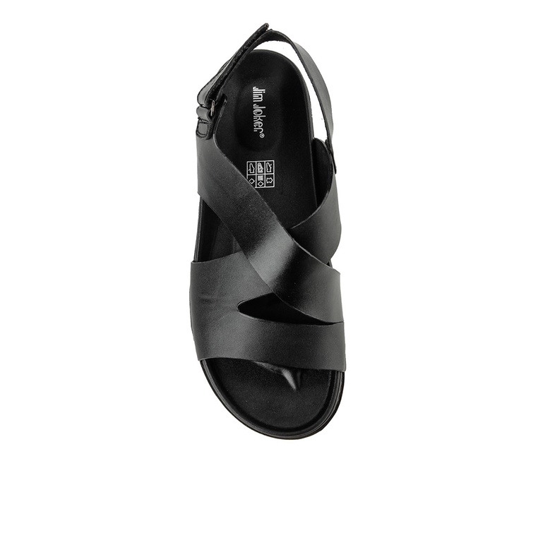 SANDAL CASUAL JIM JOKER PRIA ORIGINAL SLINGBACK KULIT HITAM JJ01