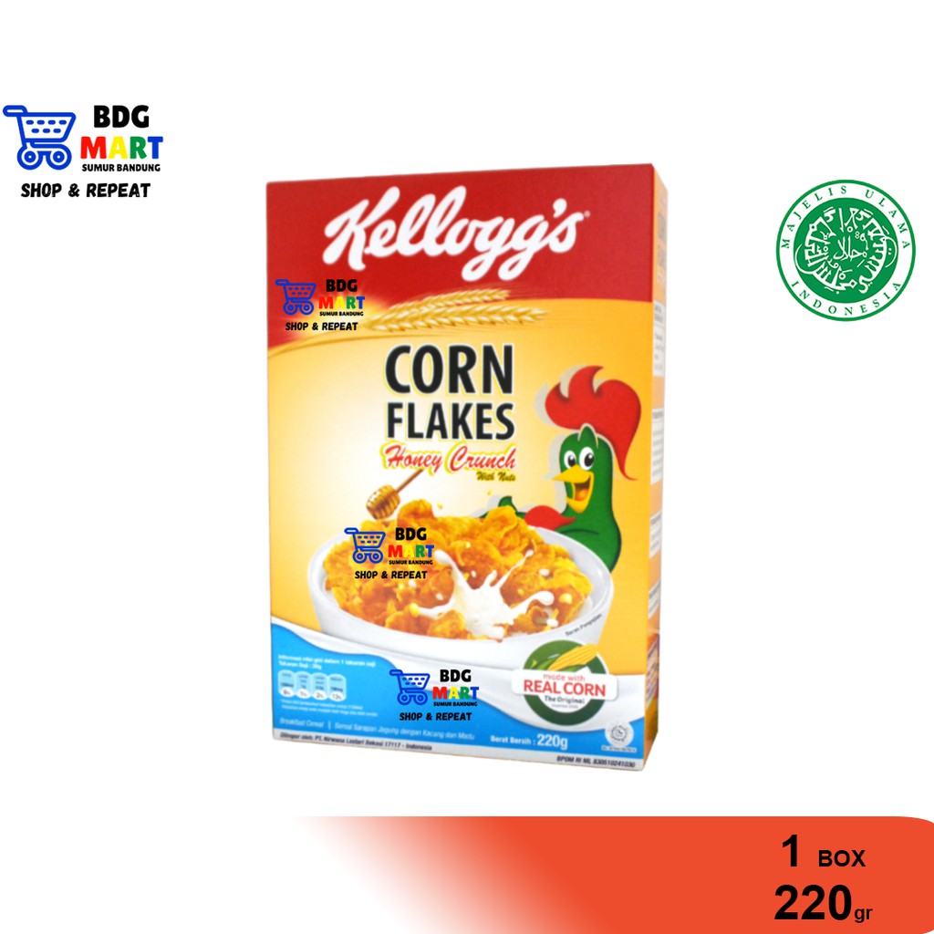 BOX Kelloggs Corn Flakes Honey Sereal Jagung Madu Produk Cereal Import Halal - 220gr