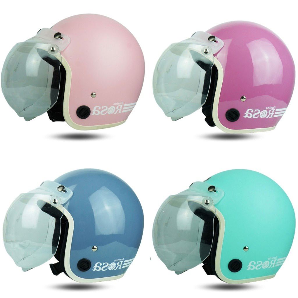 Helm Bogo Dewasa Polos Wanita Motor Sni Ori FEMINA ROSA Pastel Cembung cantik