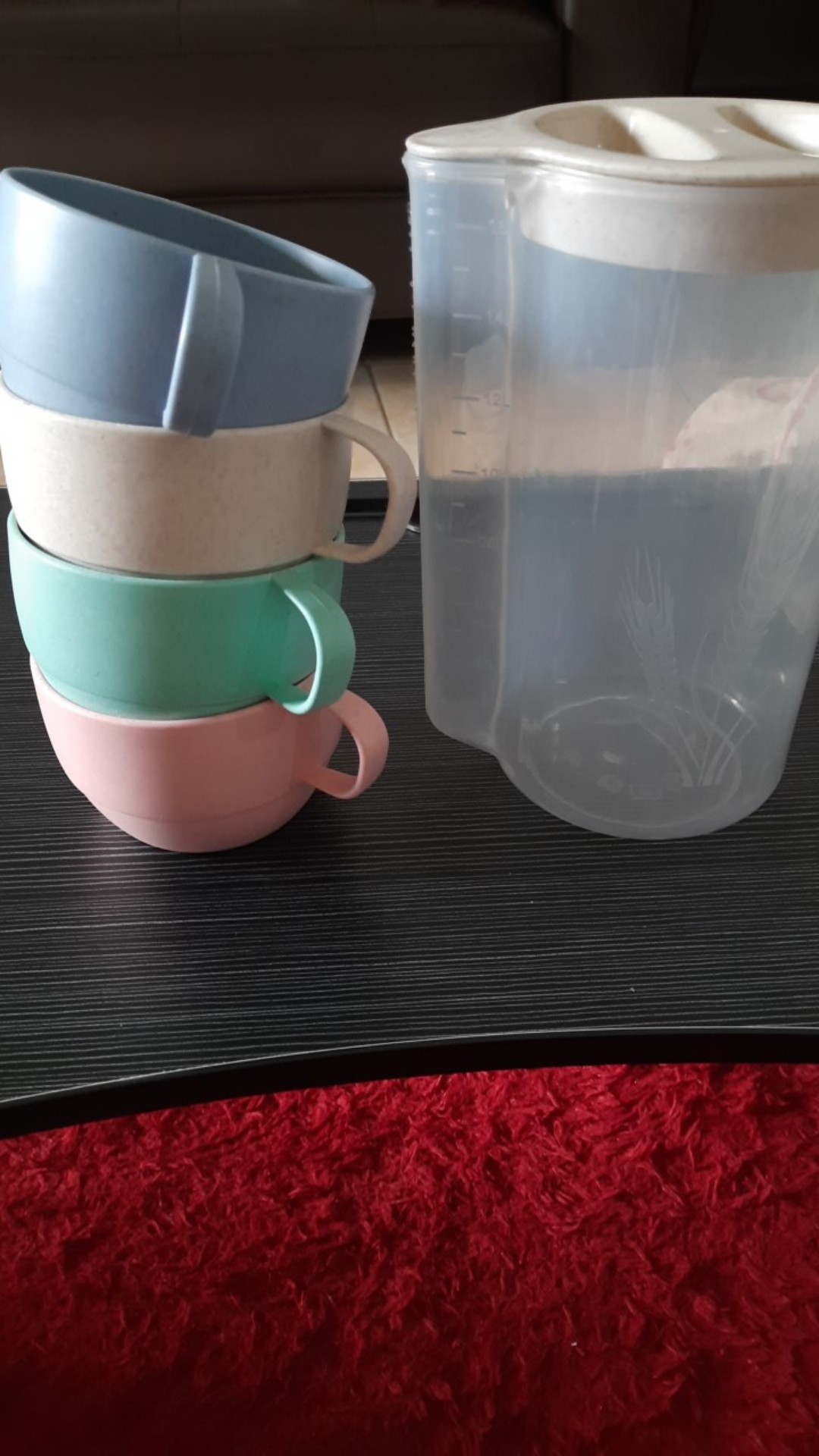 ❤teko Jus Air Teh Kopi Wadah Plastik Dengan 4 Cangkir
