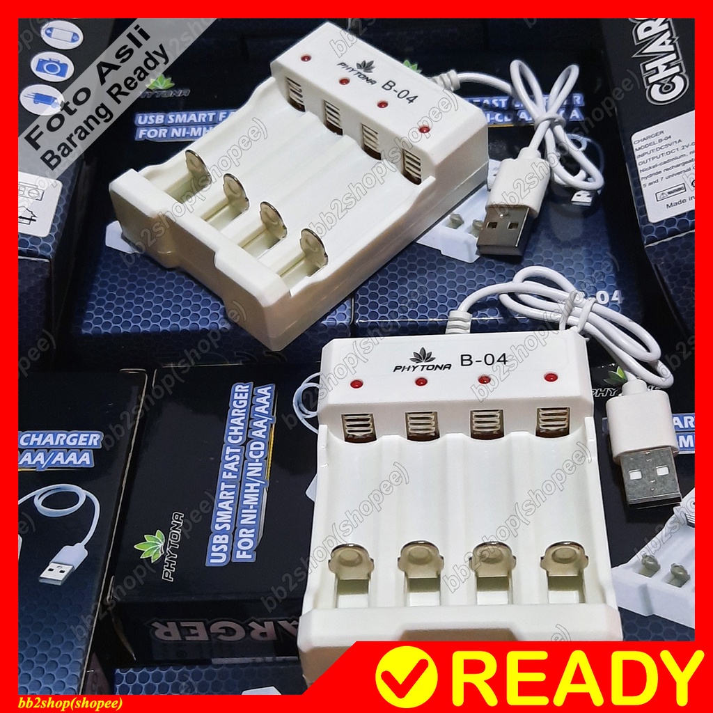 CHARGER USB 4 SLOT UNTUK BATERAI UKURAN SIZE AA A2 AAA A3  TEMPAT ALAT CAS BATTERY CES BATRE BATRAY