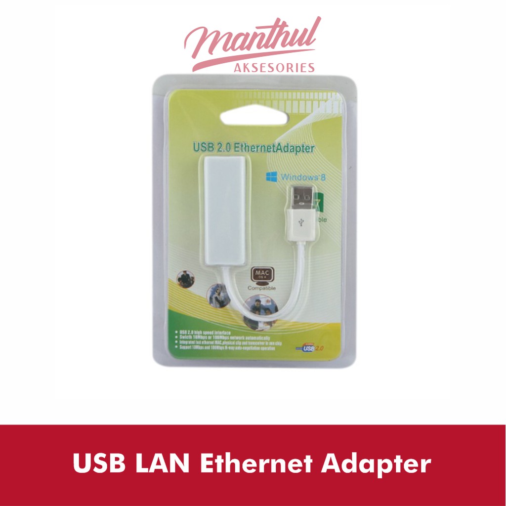 Adapter USB 2.0 Male To Ethernet LAN UTP RJ45 Female