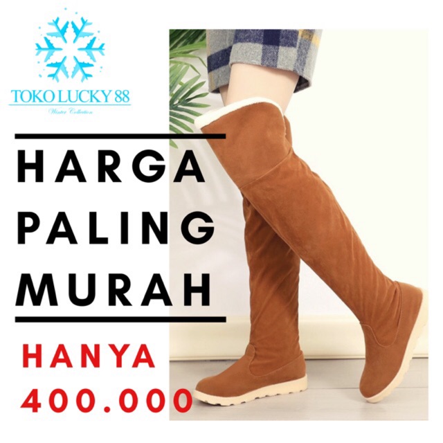 IMPORT Boots Overknee Sepatu Boots Panjang Selutut Winter Musim Dingin