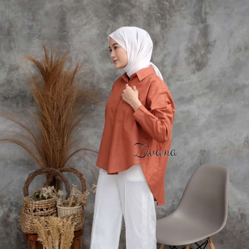 KEMEJA RAMI OVERSIZE LD±134cm -Alina Blouse //JF576