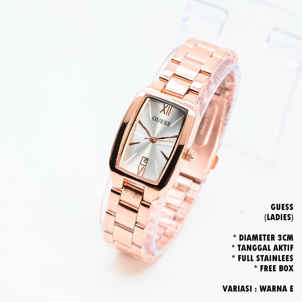 (BISA COD) JAM TANGAN WANITA GUESS RANTAI BODY OVAL TANGGAL AKTIF