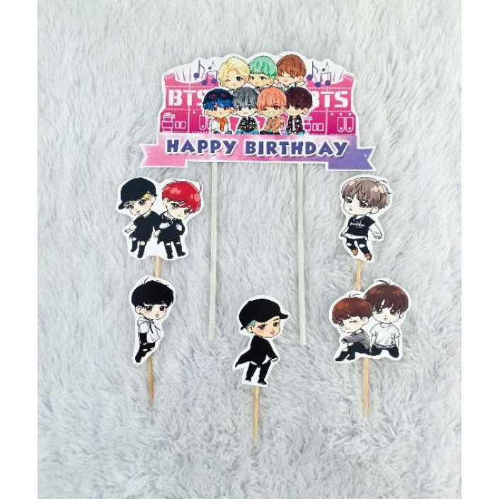 Topper cake/ seri topper banner/hiasan kue BTS KARTUN