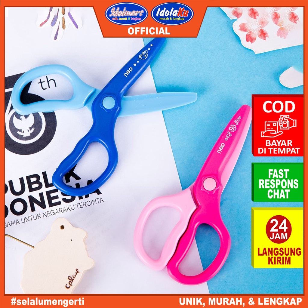 

IDOLAKU Deli Gunting Plastik ABS tip tumpul / Desain Trendi / E6067