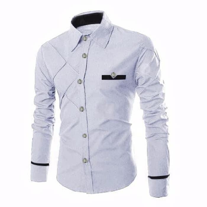KEMEJA GIORDANO WHITE SC  KEMEJA PRIA KATUN STRETCH PUTIH 