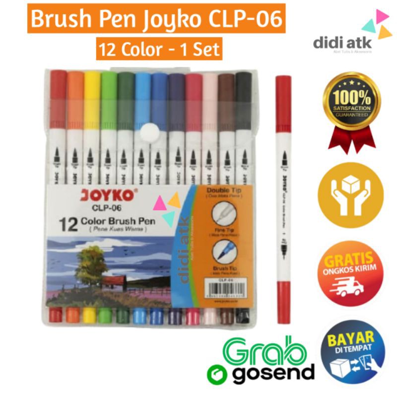 

Color Brush Pen Joyko CLP-06 / Pena Kuas 12 Warna