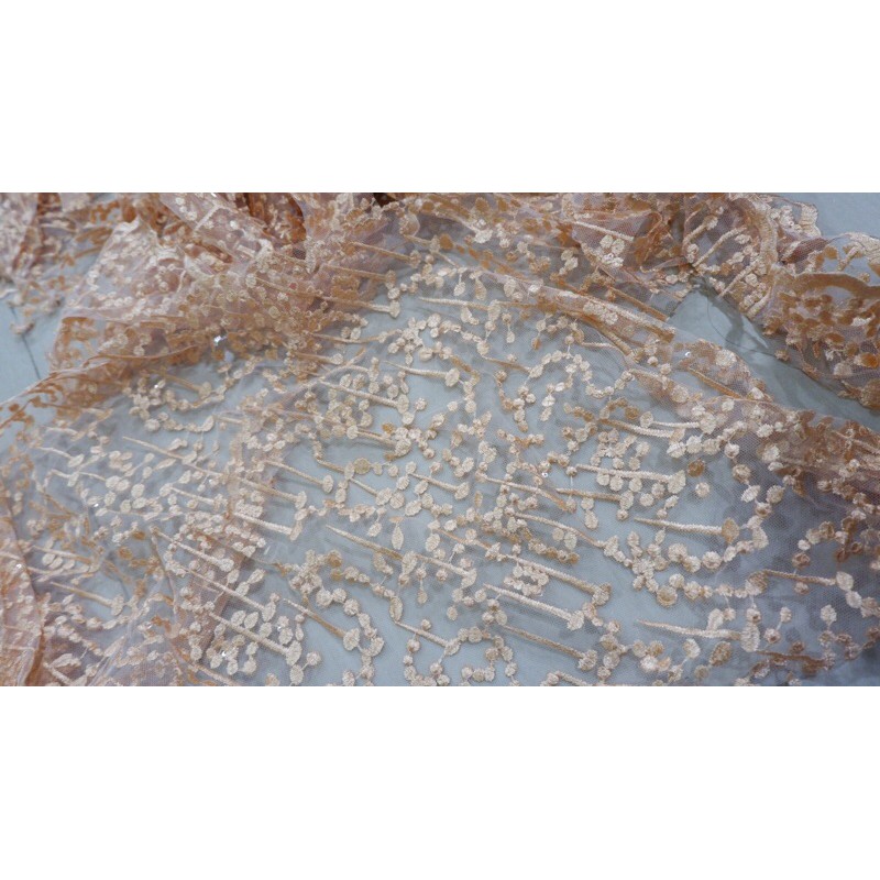 Kain brokat brukat perca rintik hujan PEACH