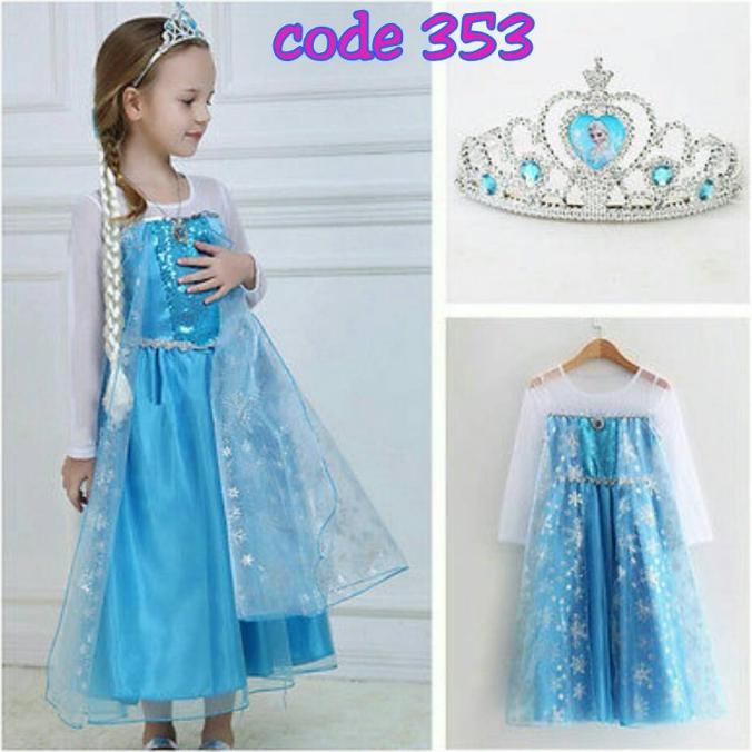 kostum elsa princess frozen / baju dress elsa welcome resellers 3531