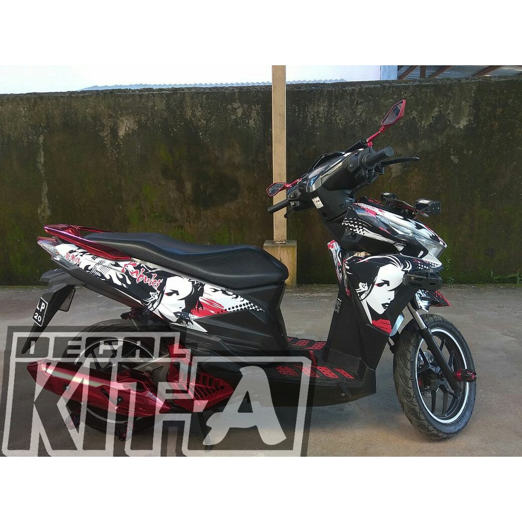 Decal Sticker Vario 150 Merah Hitam Kabuki Stiker Variasi Striping