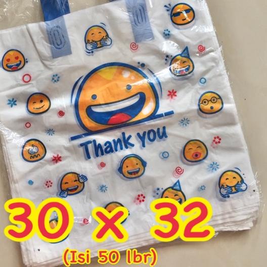 

POPULER Kantong Plastik Soft Handle/Softhandle Shopping Bag Motif Emoji 30x32~